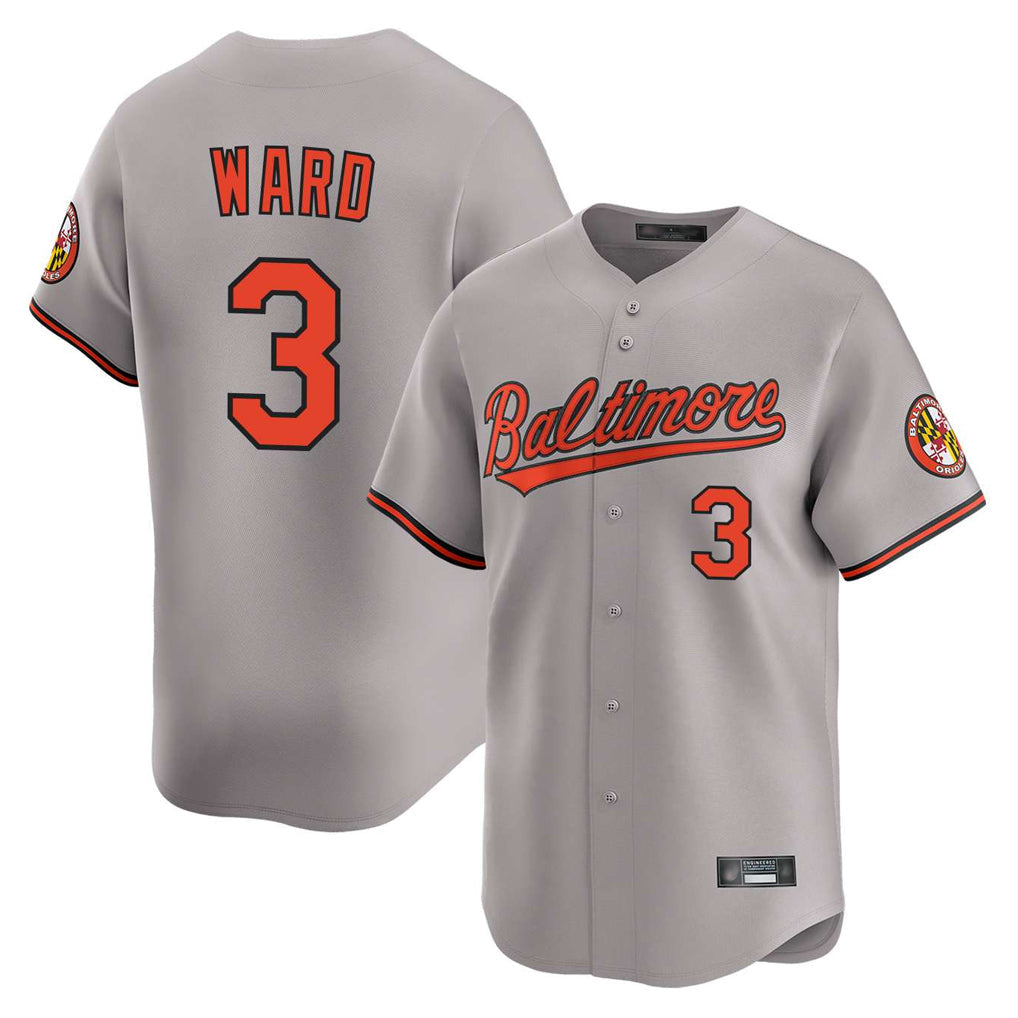 Baltimore Orioles #3 Taylor Ward Player Gray Limited Home Game Stitched Baseball Jersey