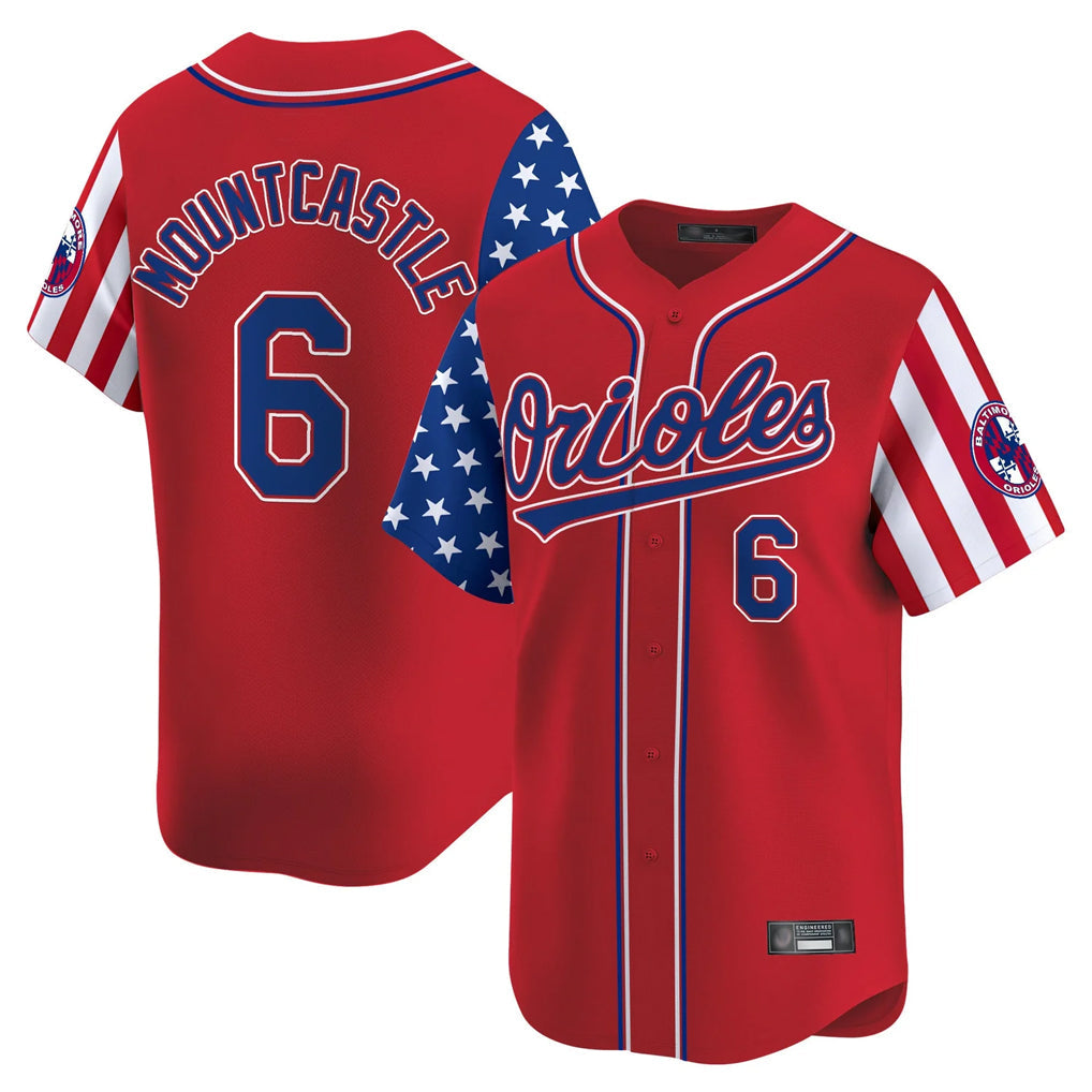 Baltimore Orioles #6 Ryan Mountcastle Player Red Independence Day Vapor Premier Limited Home Game Stitched Baseball Jersey