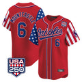 Baltimore Orioles #6 Ryan Mountcastle Player Red USA 250 Independence Day Vapor Premier Limited Home Game Stitched Baseball Jersey