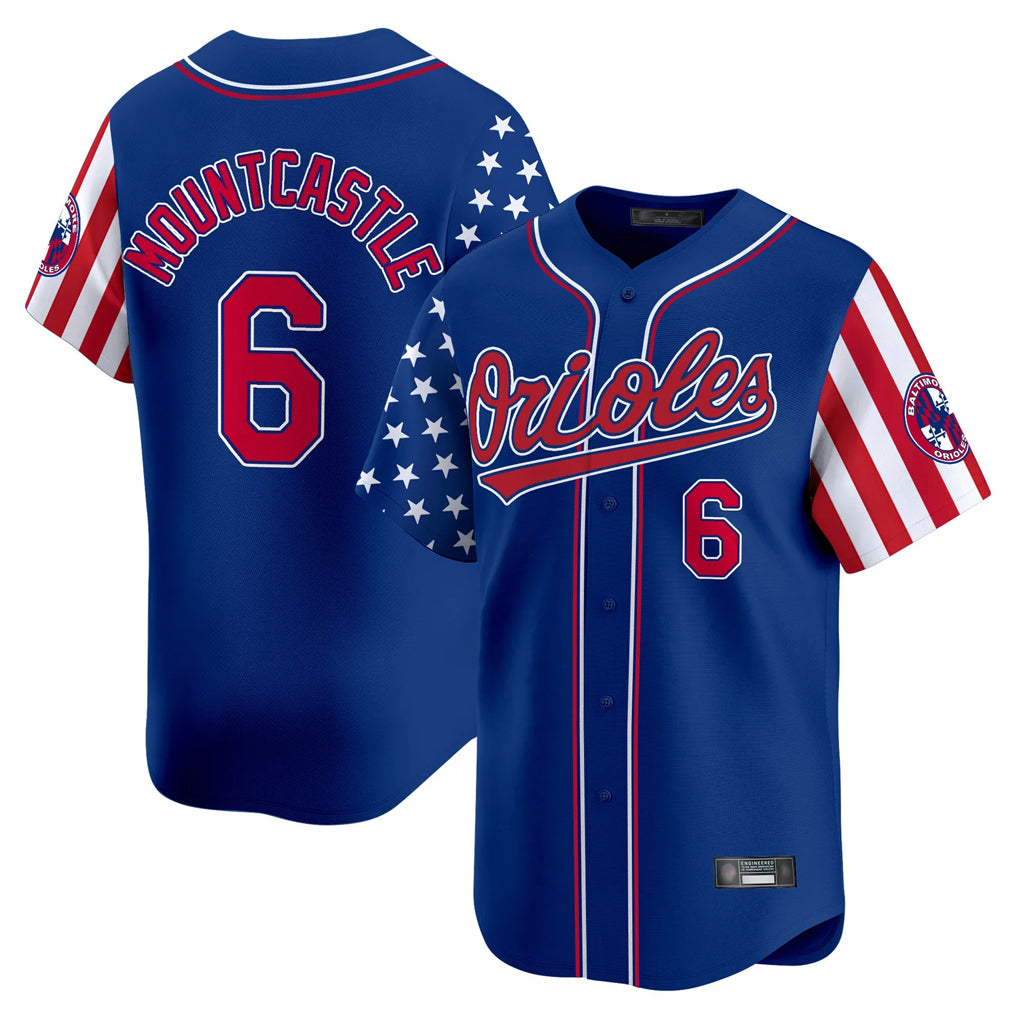 Baltimore Orioles #6 Ryan Mountcastle Player Royal Independence Day Vapor Premier Limited Home Game Stitched Baseball Jersey