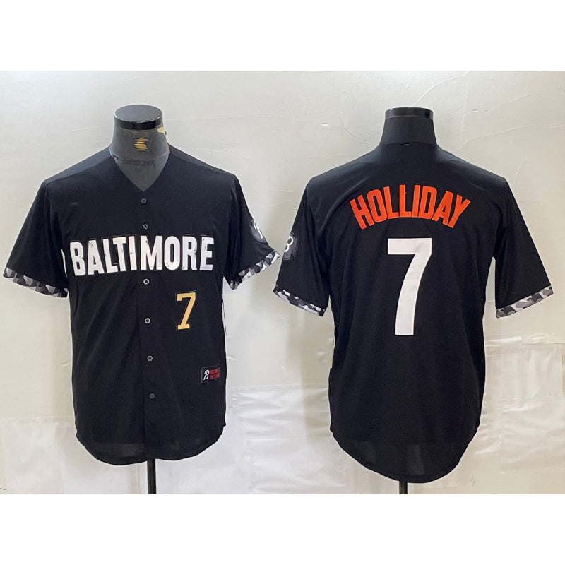 Baltimore Orioles #7 Jackson Holliday Number Black 2023 City Connect Cool Base Stitched Baseball Jersey