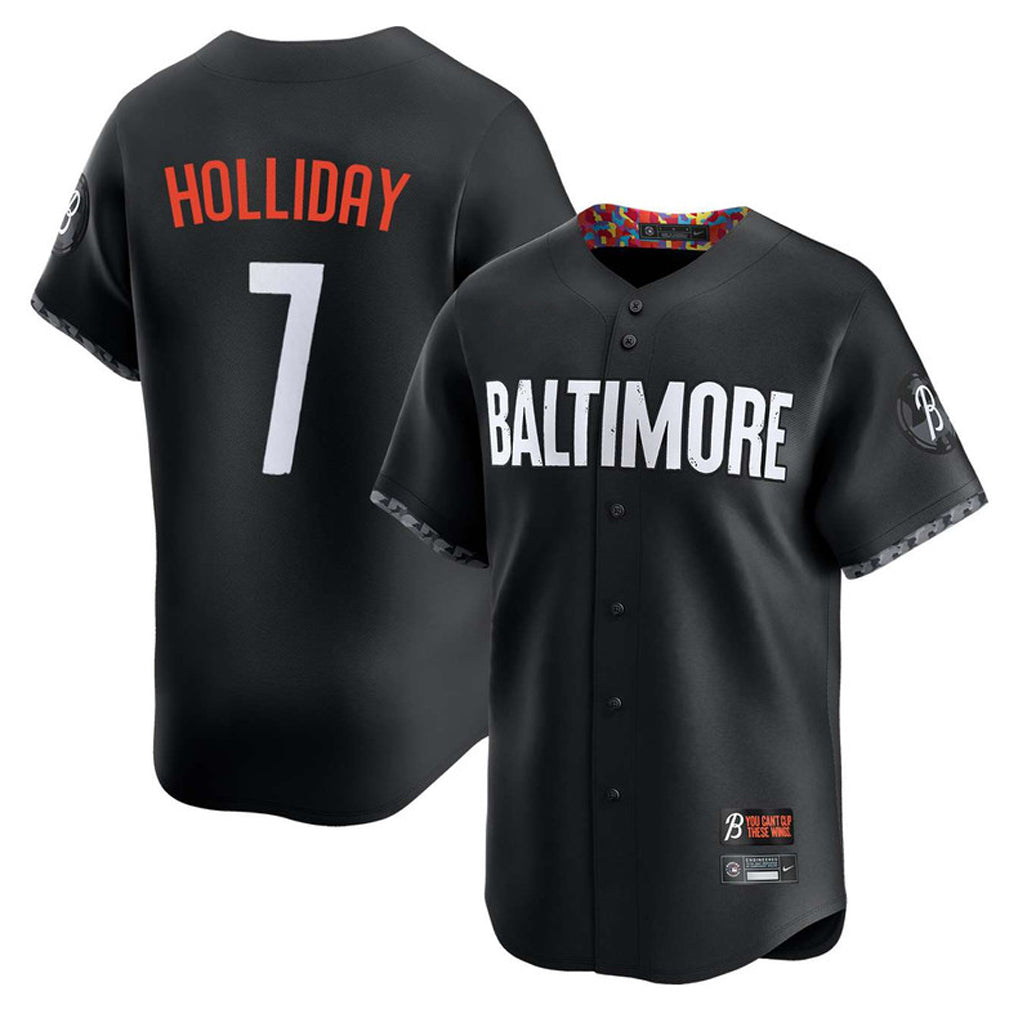 Baltimore Orioles #7 Jackson Holliday Player Black City Connect Limited Home Game Stitched Baseball Jersey