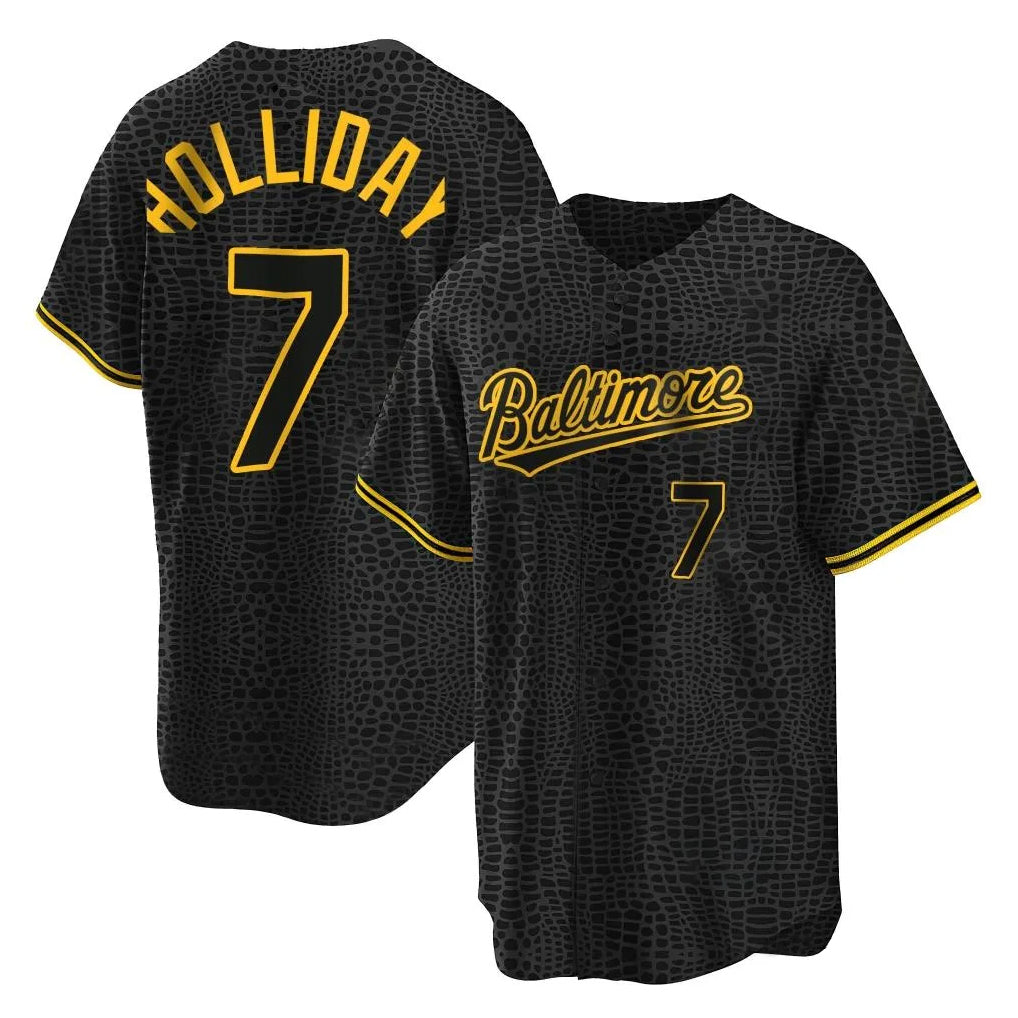 Baltimore Orioles #7 Jackson Holliday Player Black Snake Skin City Home Game Stitched Baseball Jersey