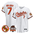 Baltimore Orioles #7 Jackson Holliday Player White 30th Anniversary of 2131 Home Game Stitched Baseball Jersey