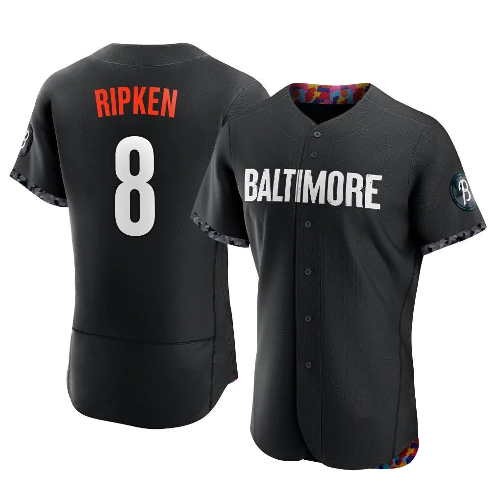 Baltimore Orioles #8 Cal Ripken Player Black City Connect Limited Elite Home Game Stitched Baseball Jersey