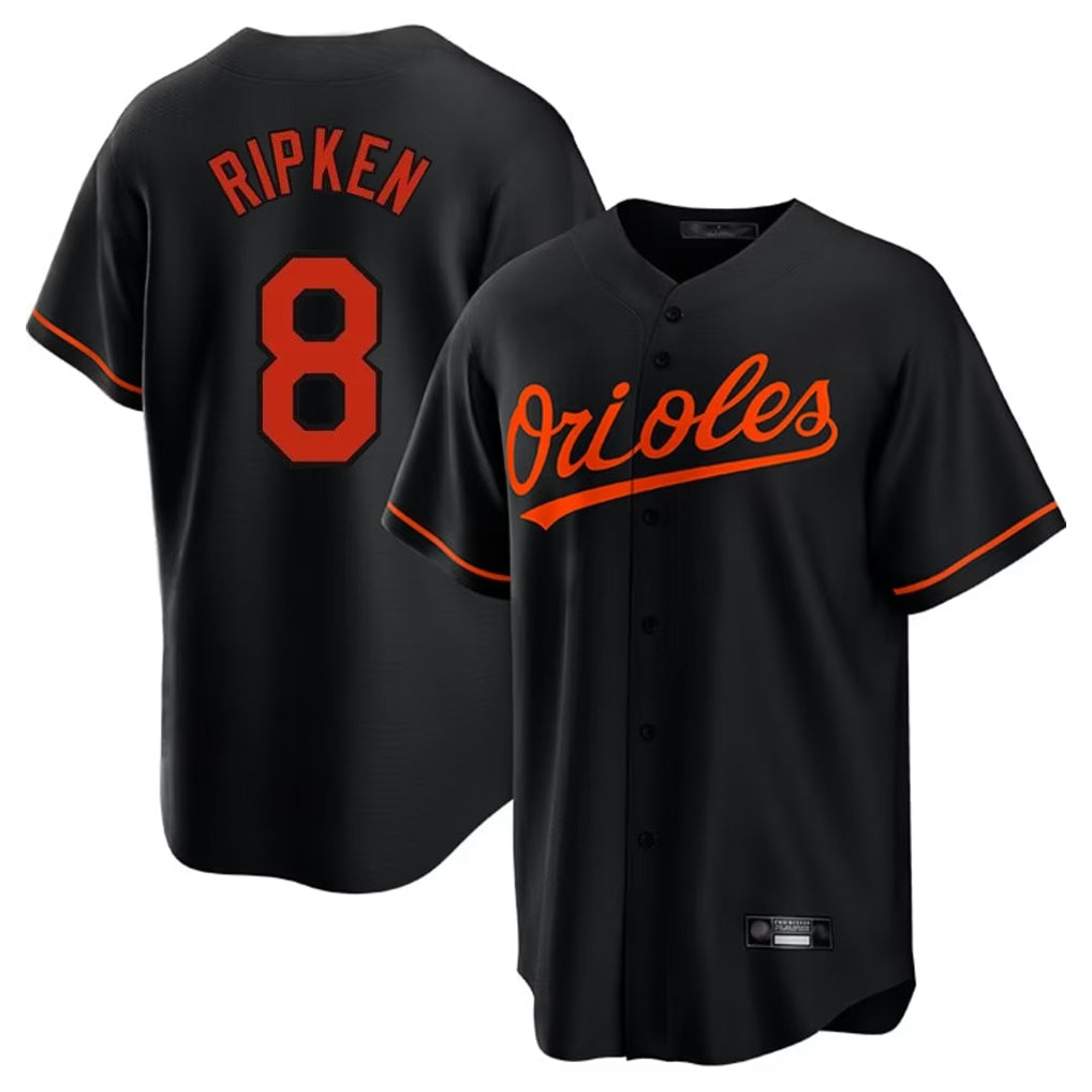 Baltimore Orioles #8 Cal Ripken Player Black Home Game Stitched Baseball Jersey