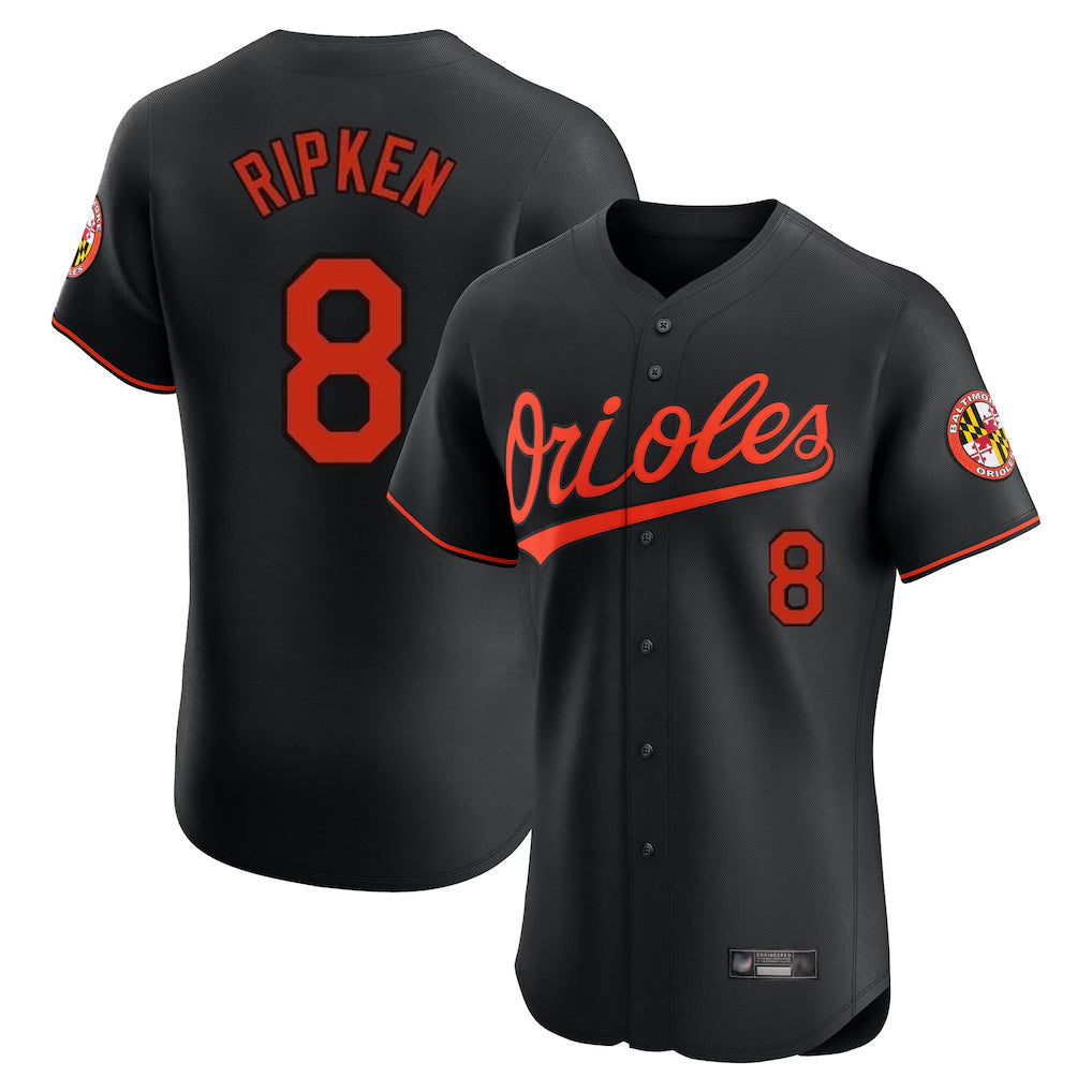 Baltimore Orioles #8 Cal Ripken Player Black Limited Elite Home Game Stitched Baseball Jersey