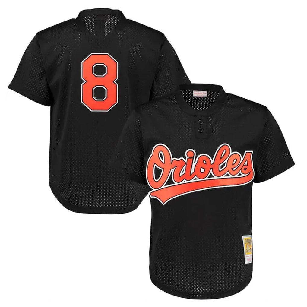 Baltimore Orioles #8 Cal Ripken Player Black Mitchell & Ness 1997 Cooperstown Mesh Game Stitched Baseball Jersey