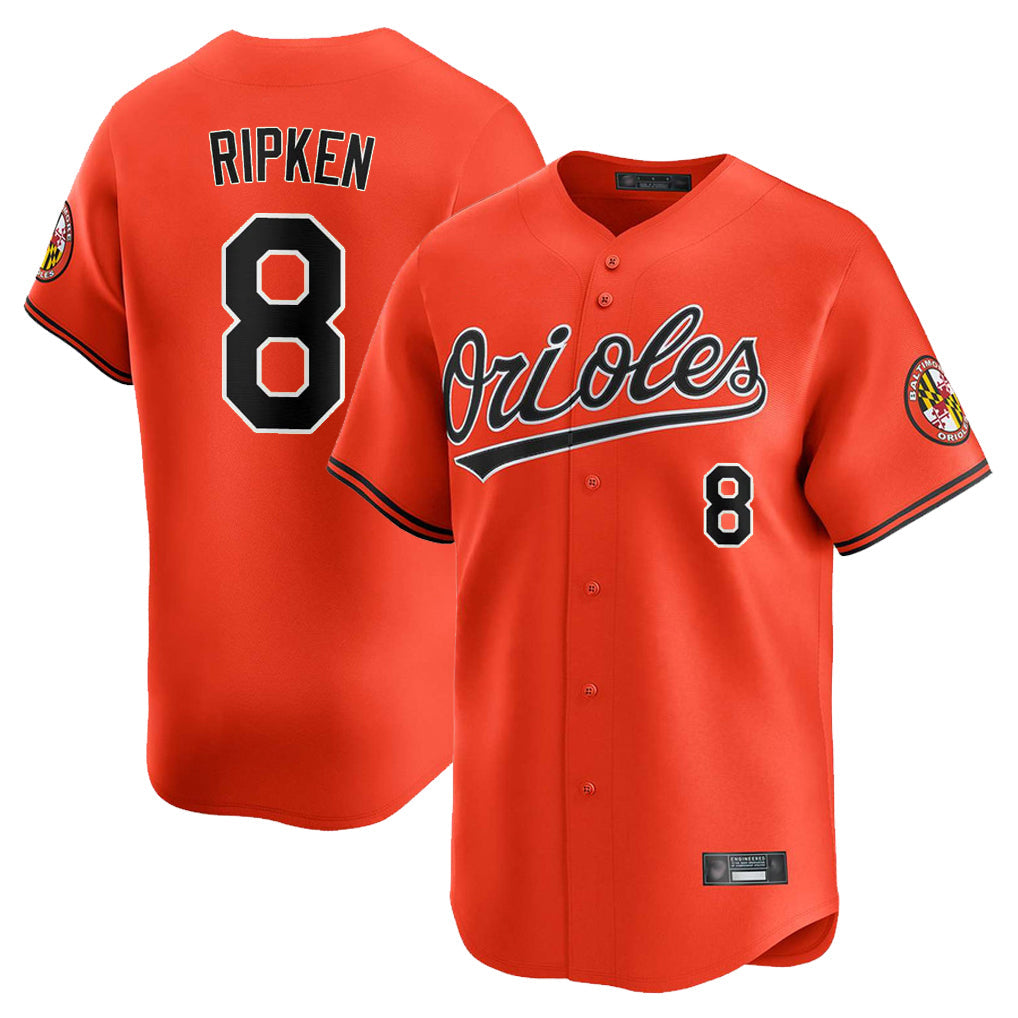 Baltimore Orioles #8 Cal Ripken Player Orange Limited Home Game Stitched Baseball Jersey