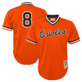 Baltimore Orioles #8 Cal Ripken Player Orange Mitchell & Ness Cooperstown Collection Mesh T-shirt Game Stitched Baseball Jersey
