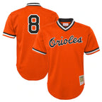 Baltimore Orioles #8 Cal Ripken Player Orange Mitchell & Ness Cooperstown Collection Mesh T-shirt Game Stitched Baseball Jersey