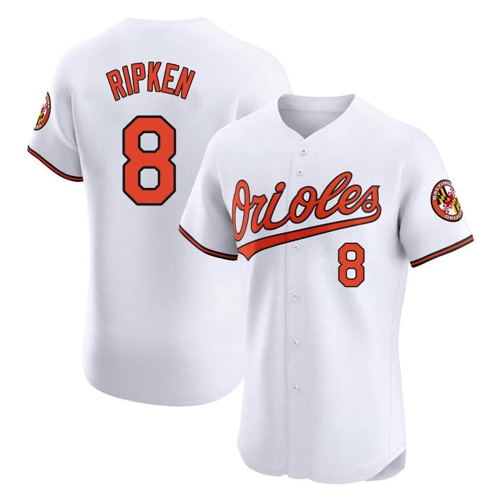 Baltimore Orioles #8 Cal Ripken Player White Limited Elite Home Game Stitched Baseball Jersey