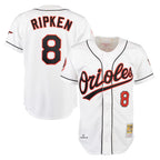 Baltimore Orioles #8 Cal Ripken Player White Mitchell & Ness Home Game Stitched Baseball Jersey