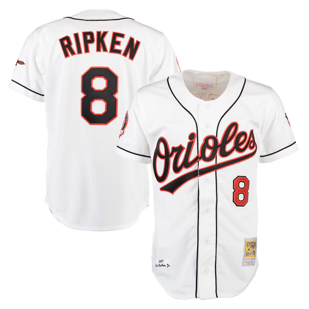 Baltimore Orioles #8 Cal Ripken Player White Mitchell & Ness Home Game Stitched Baseball Jersey