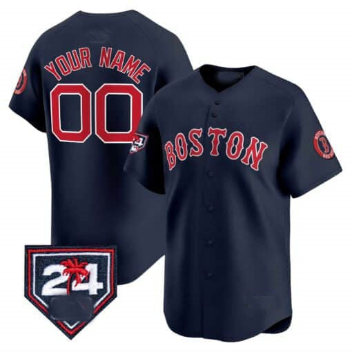 Boston Red Sox 2024 Spring Training Patch Vapor Premier Limited Custom Jersey ¨C Navy Baseball Jersey