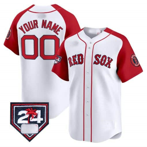 Boston Red Sox 2024 Spring Training Patch Vapor Premier Limited Custom Jersey ¨C  White Red Baseball Jersey