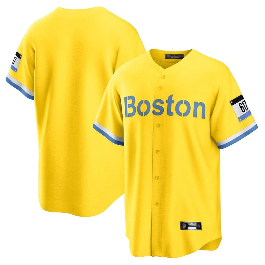 Boston Red Sox Red Sox Blank Player Yellow Home Game Stitched Baseball Jersey