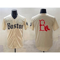 Boston Red Sox Team Big Logo Cream Gothic Vapor Limited Stitched Baseball Jersey