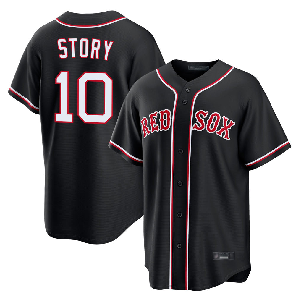 Boston Red Sox #10 Trevor Story Player Black Out Home Game Stitched Baseball Jersey
