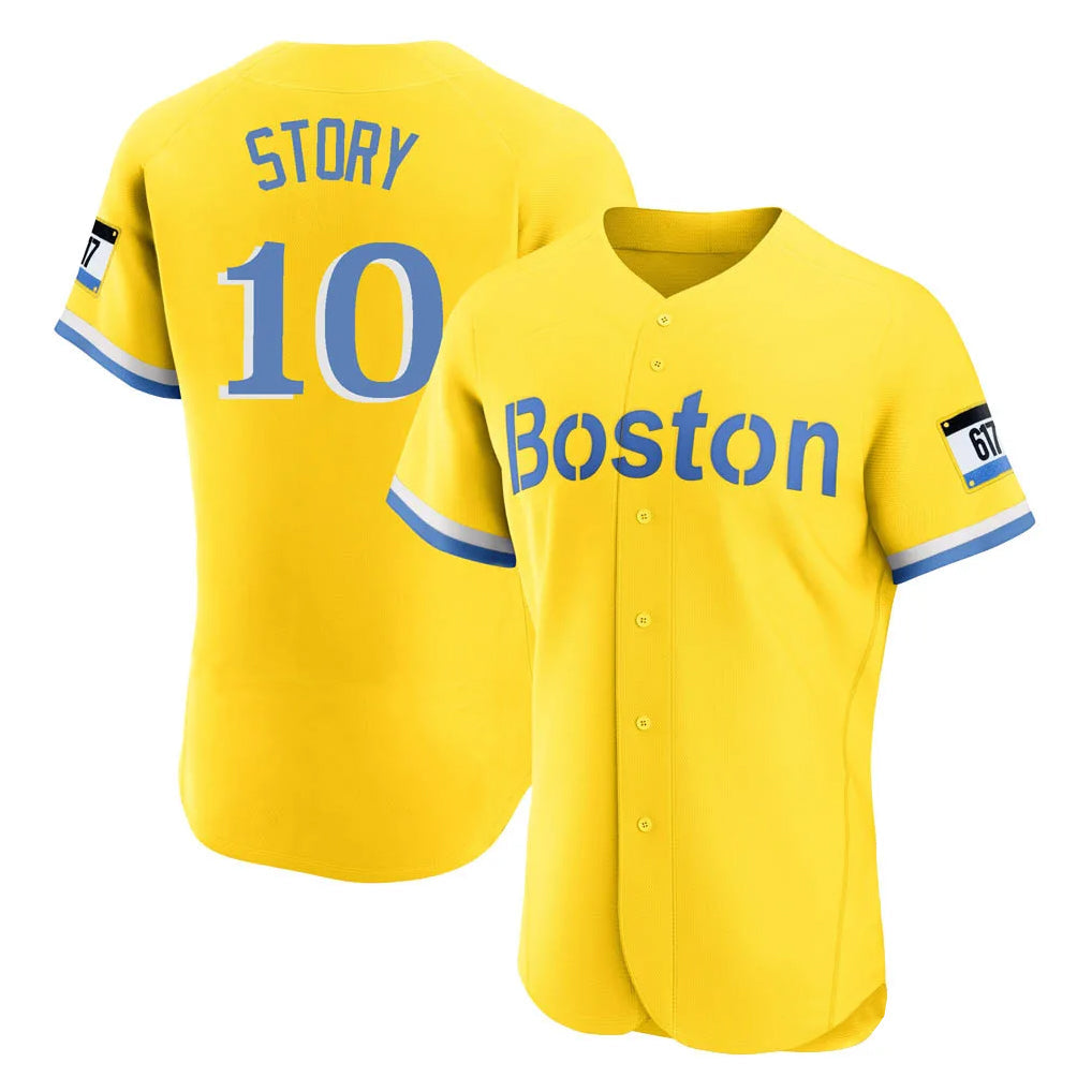 Boston Red Sox #10 Trevor Story Player Yellow Limited Elite Home Game Stitched Baseball Jersey