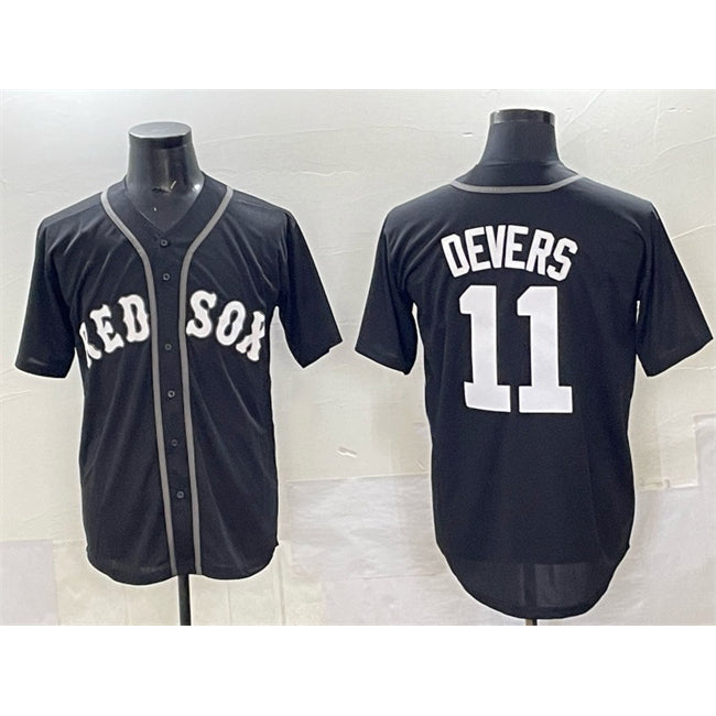 Boston Red Sox #11 Rafael Devers Black Lights Out Limited Stitched Baseball Jersey