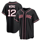Boston Red Sox #12 Connor Wong Player Black Out Home Game Stitched Baseball Jersey