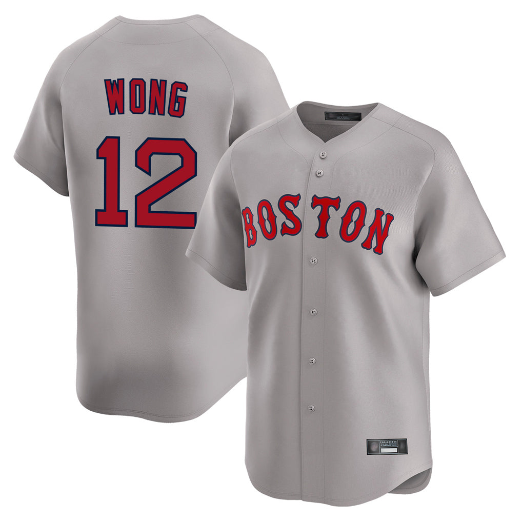 Boston Red Sox #12 Connor Wong Player Gray Road Limited Home Game Stitched Baseball Jersey