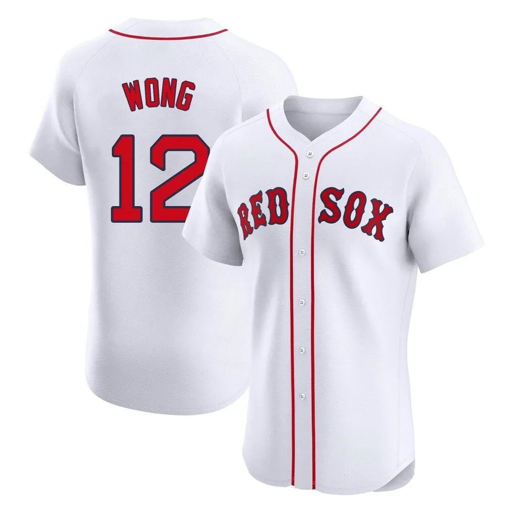 Boston Red Sox #12 Connor Wong Player White Limited Elite Home Game Stitched Baseball Jersey