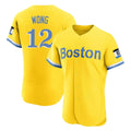 Boston Red Sox #12 Connor Wong Player Yellow Limited Elite Home Game Stitched Baseball Jersey