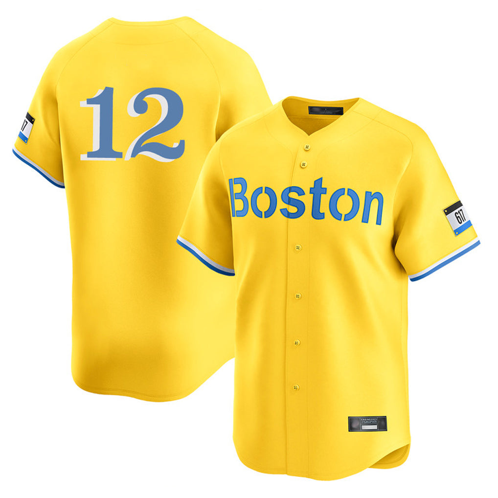 Boston Red Sox #12 Connor Wong Player Yellow Limited Home Game Stitched Baseball Jersey