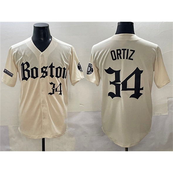 Boston Red Sox #34 David Ortiz Cream Gothic Vapor Limited Stitched Baseball Jersey