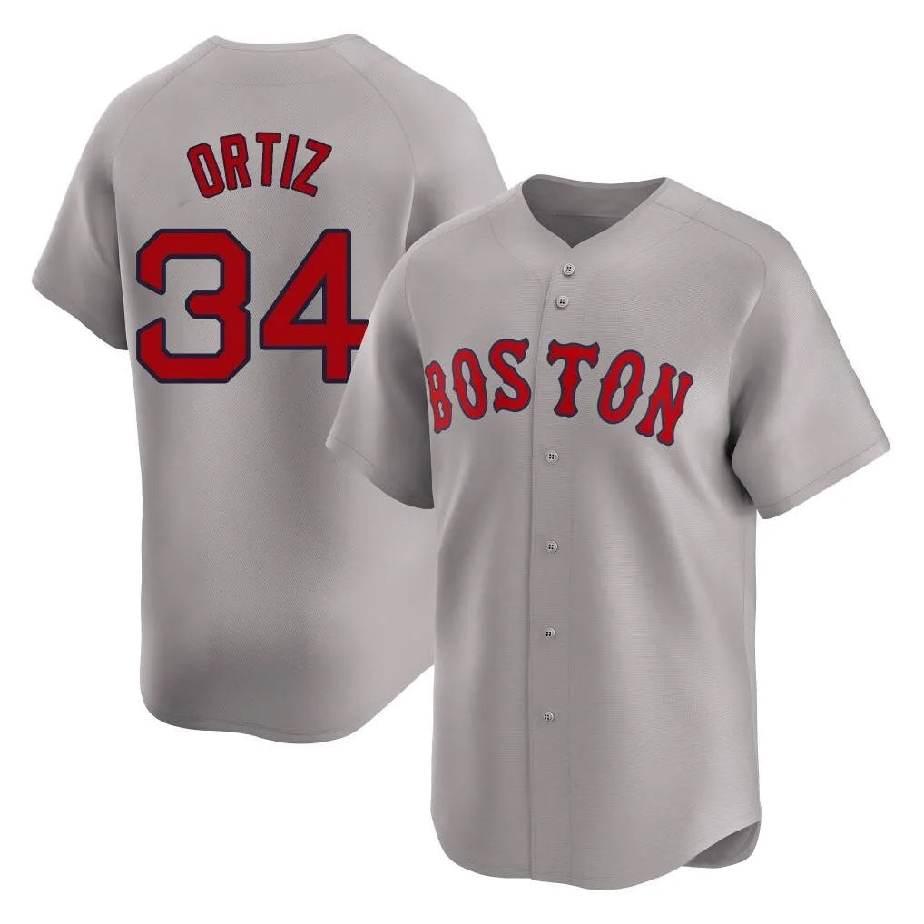 Boston Red Sox #34 David Ortiz Player Gray Road Limited Home Game Stitched Baseball Jersey
