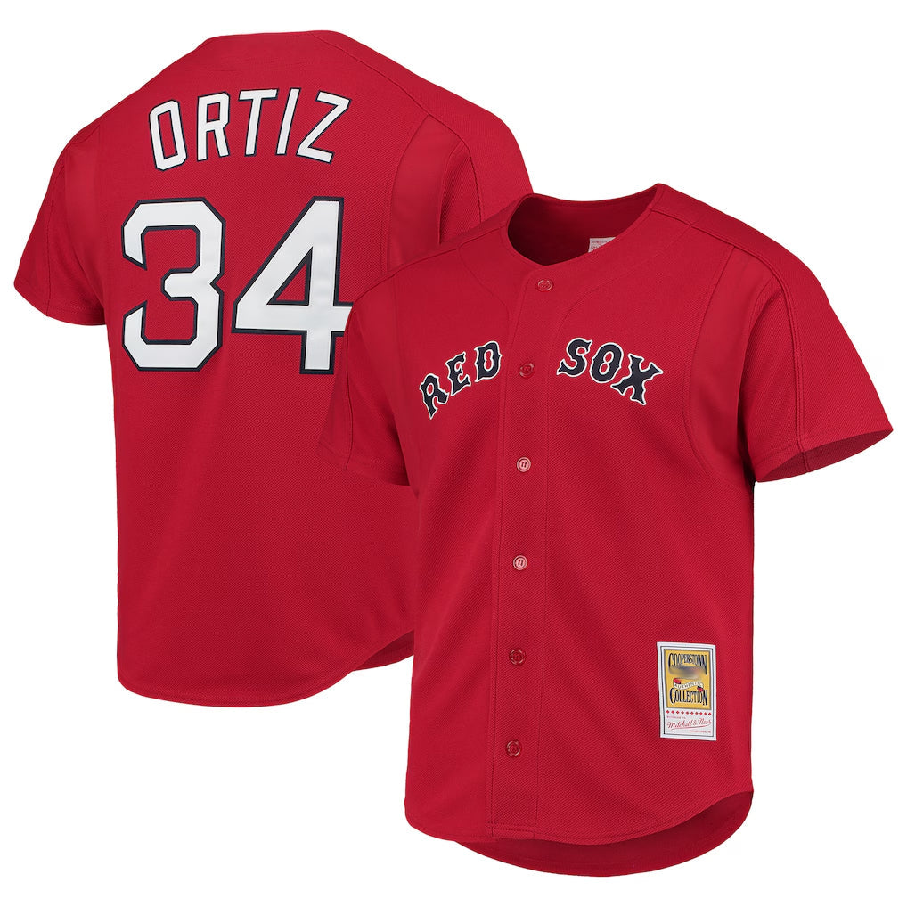 Boston Red Sox #34 David Ortiz Player Red Mitchell & Ness Cooperstown Collection Home Stitched Baseball Jersey