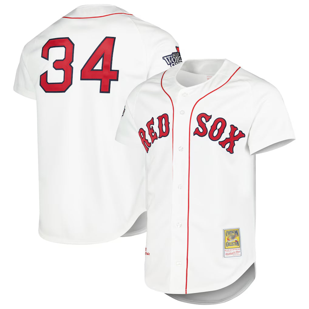 Boston Red Sox #34 David Ortiz Player White Mitchell & Ness Cooperstown Collection Mesh Home Stitched Baseball Jersey
