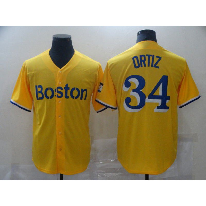 Boston Red Sox #34 David Ortiz Yellow Game 2021 Baseball Jersey