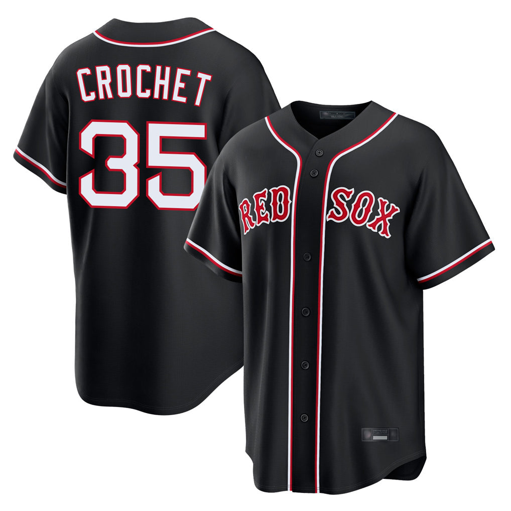 Boston Red Sox #35 Garrett Crochet Player Black Out Home Game Stitched Baseball Jersey