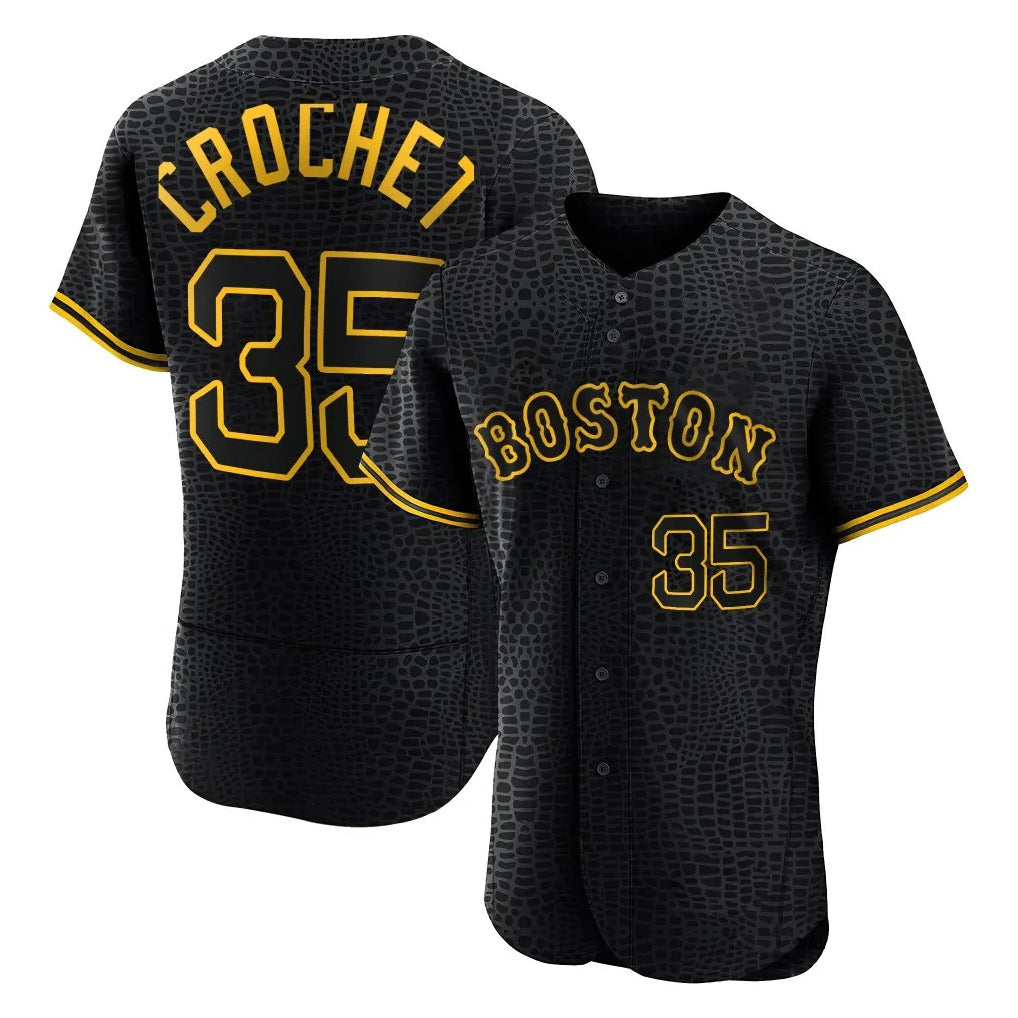 Boston Red Sox #35 Garrett Crochet Player Black Snake Skin City Limited Elite Home Stitched Baseball Jersey