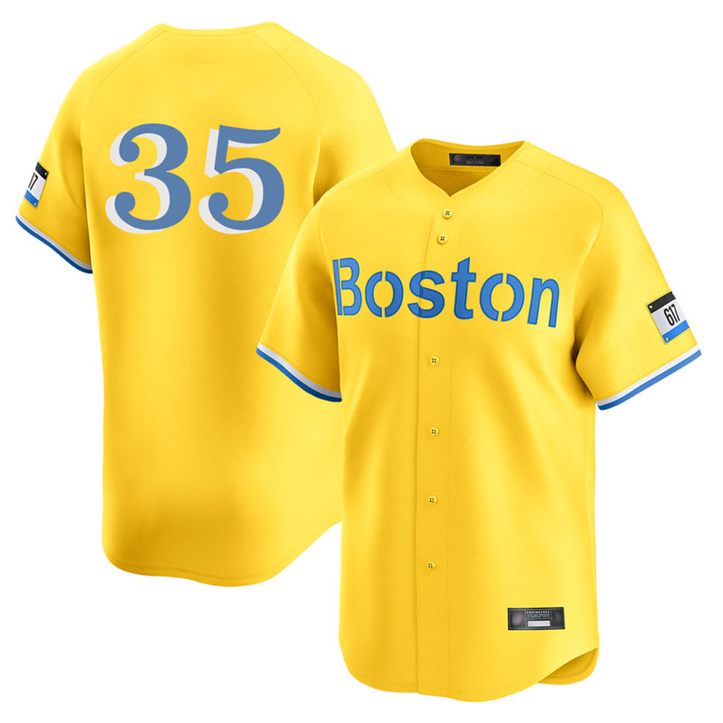 Boston Red Sox #35 Garrett Crochet Player Yellow Limited Home Game Stitched Baseball Jersey