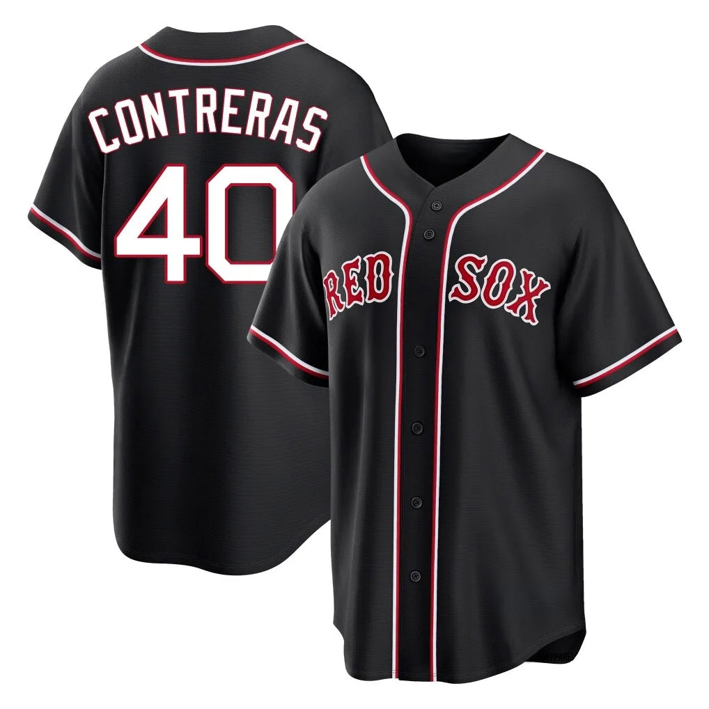 Boston Red Sox #40 Willson Contreras Player Black Out Home Game Stitched Baseball Jersey