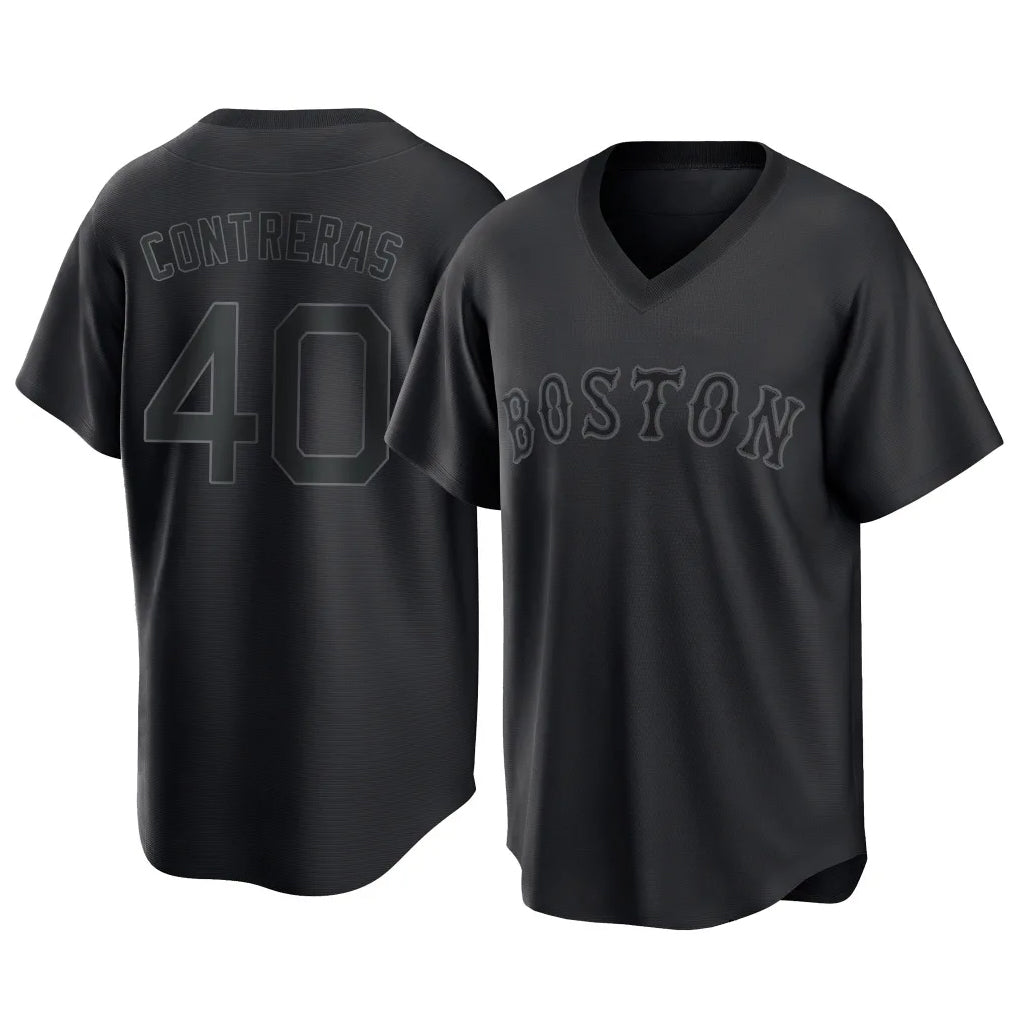 Boston Red Sox #40 Willson Contreras Player Black T-shirt Home Game Stitched Baseball Jersey