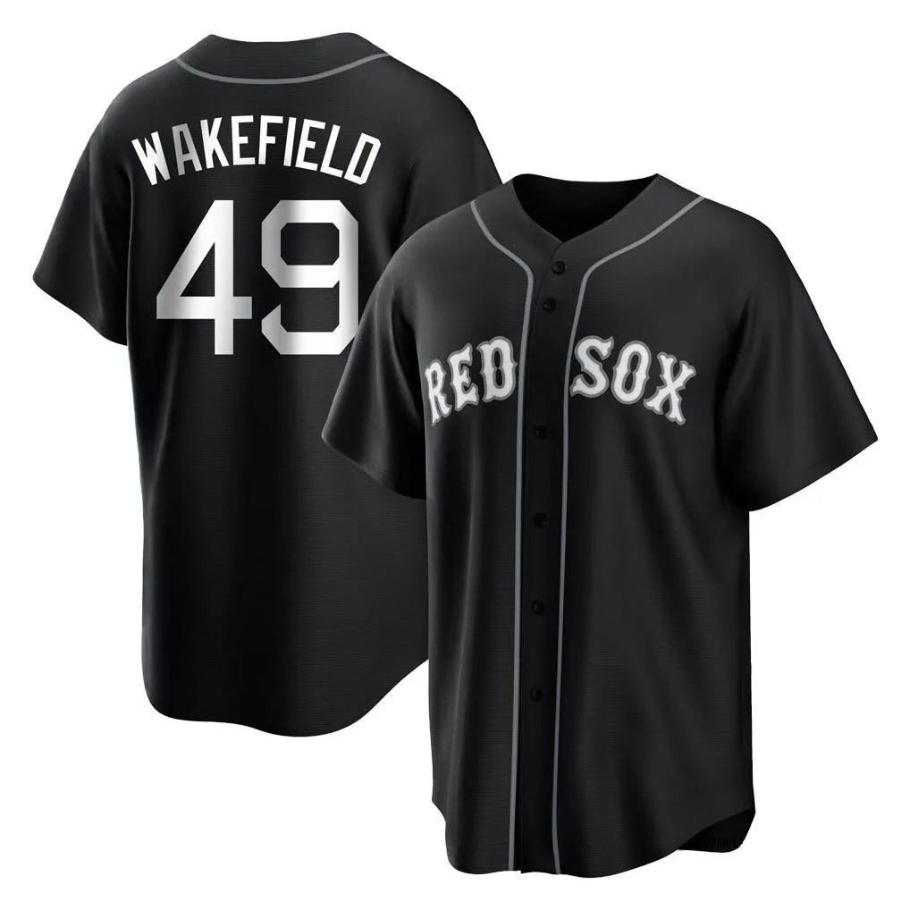 Boston Red Sox #49 Tim Wakefield Player Black Home Game Stitched Baseball Jersey