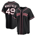 Boston Red Sox #49 Tim Wakefield Player Black Out Home Game Stitched Baseball Jersey