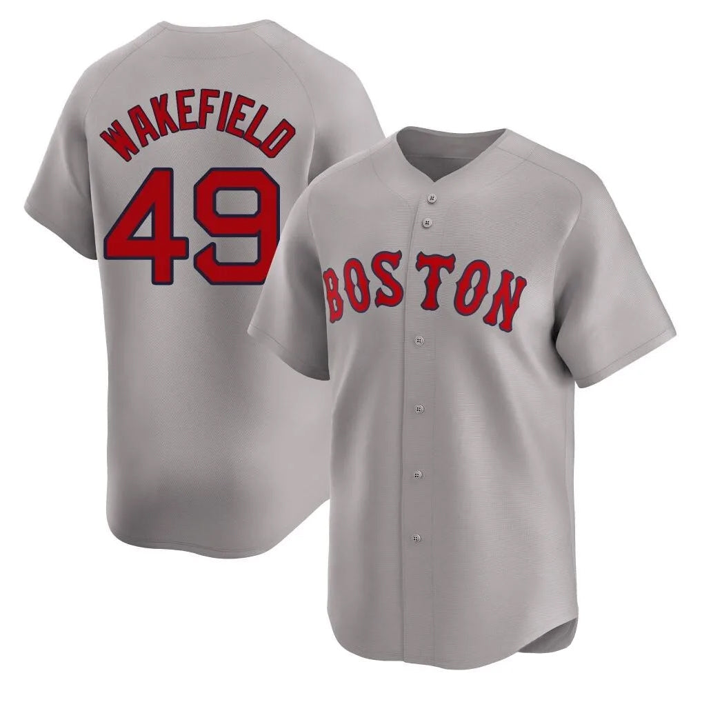 Boston Red Sox #49 Tim Wakefield Player Gray Road Limited Home Game Stitched Baseball Jersey