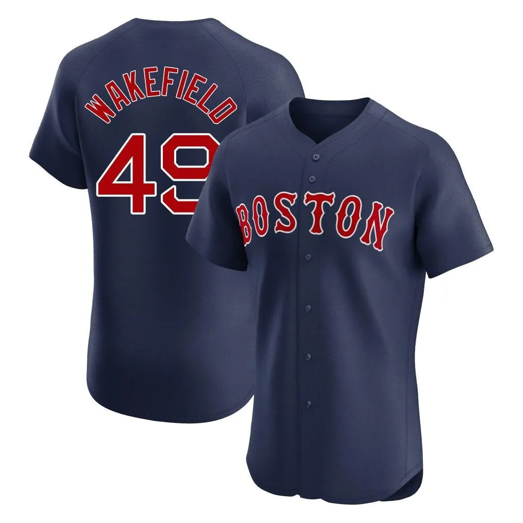 Boston Red Sox #49 Tim Wakefield Player Navy Limited Elite Home Game Stitched Baseball Jersey