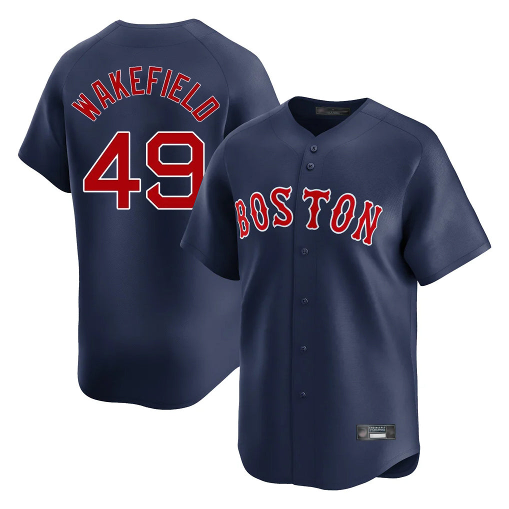 Boston Red Sox #49 Tim Wakefield Player Navy Limited Home Game Stitched Baseball Jersey