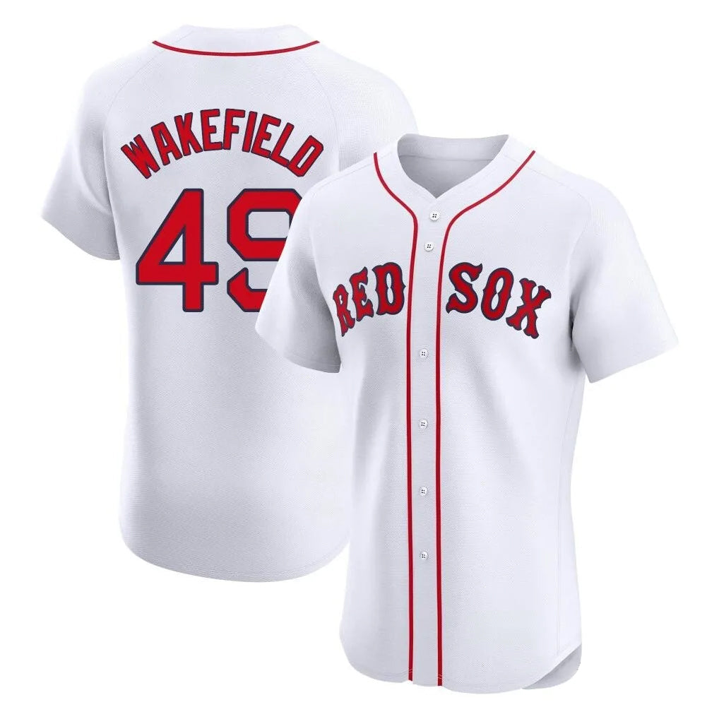 Boston Red Sox #49 Tim Wakefield Player White Limited Elite Home Game Stitched Baseball Jersey