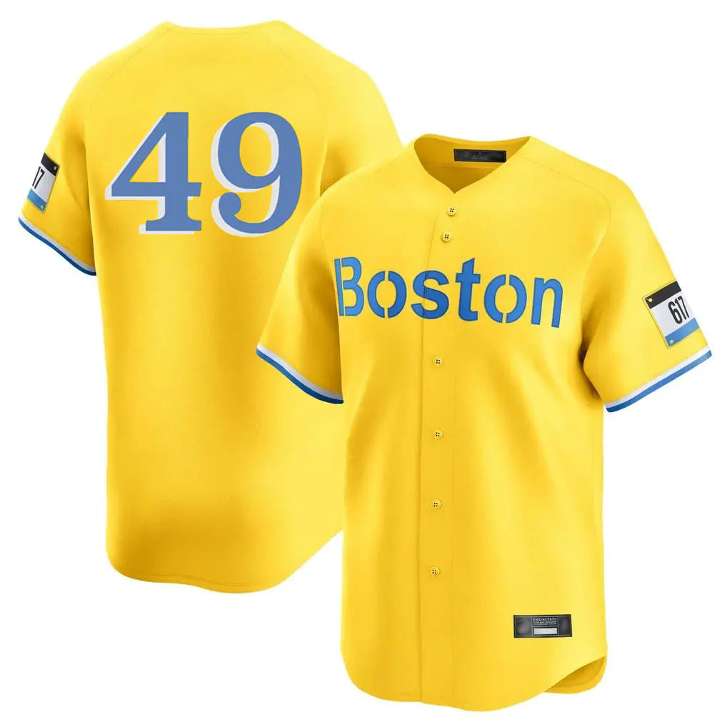 Boston Red Sox #49 Tim Wakefield Player Yellow Limited Home Game Stitched Baseball Jersey