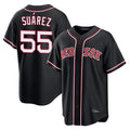 Boston Red Sox #55 Ranger Su¨¢rez Player Black Out Home Game Stitched Baseball Jersey