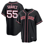Boston Red Sox #55 Ranger Su¨¢rez Player Black Out Home Game Stitched Baseball Jersey