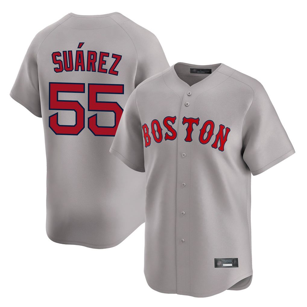 Boston Red Sox #55 Ranger Su¨¢rez Player Gray Road Limited Home Game Stitched Baseball Jersey